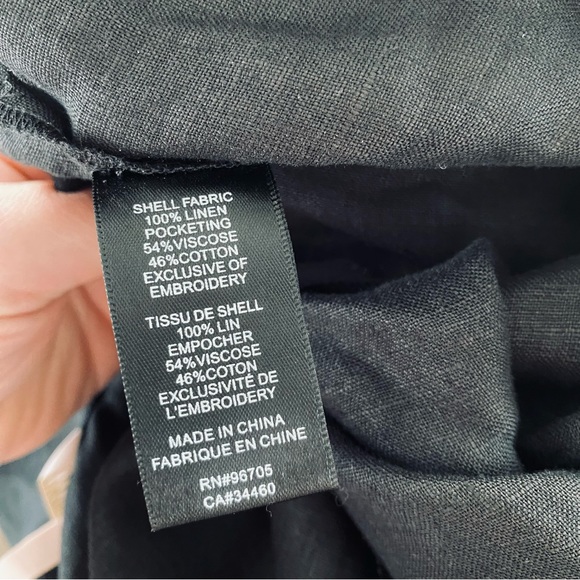 PLUS Rebecca Taylor 100% Linen Classic Black Wide Leg Cropped Jumpsuit Size 14 - Picture 7 of 8